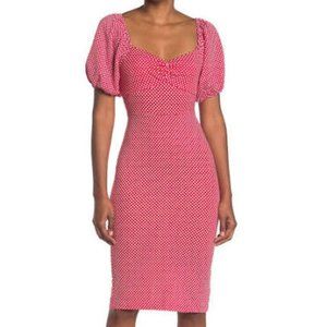 Betsey Johnson Puff Sleeve PolkaDot Dress Red Sz 4